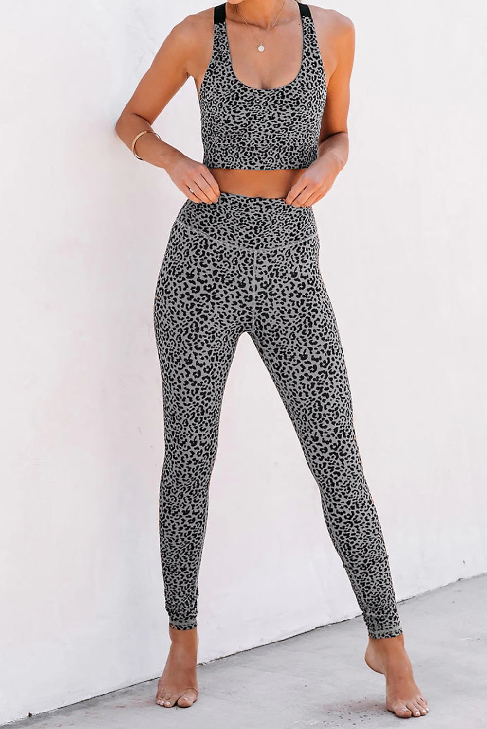 Cheetah Print Sport Bra Pants Set