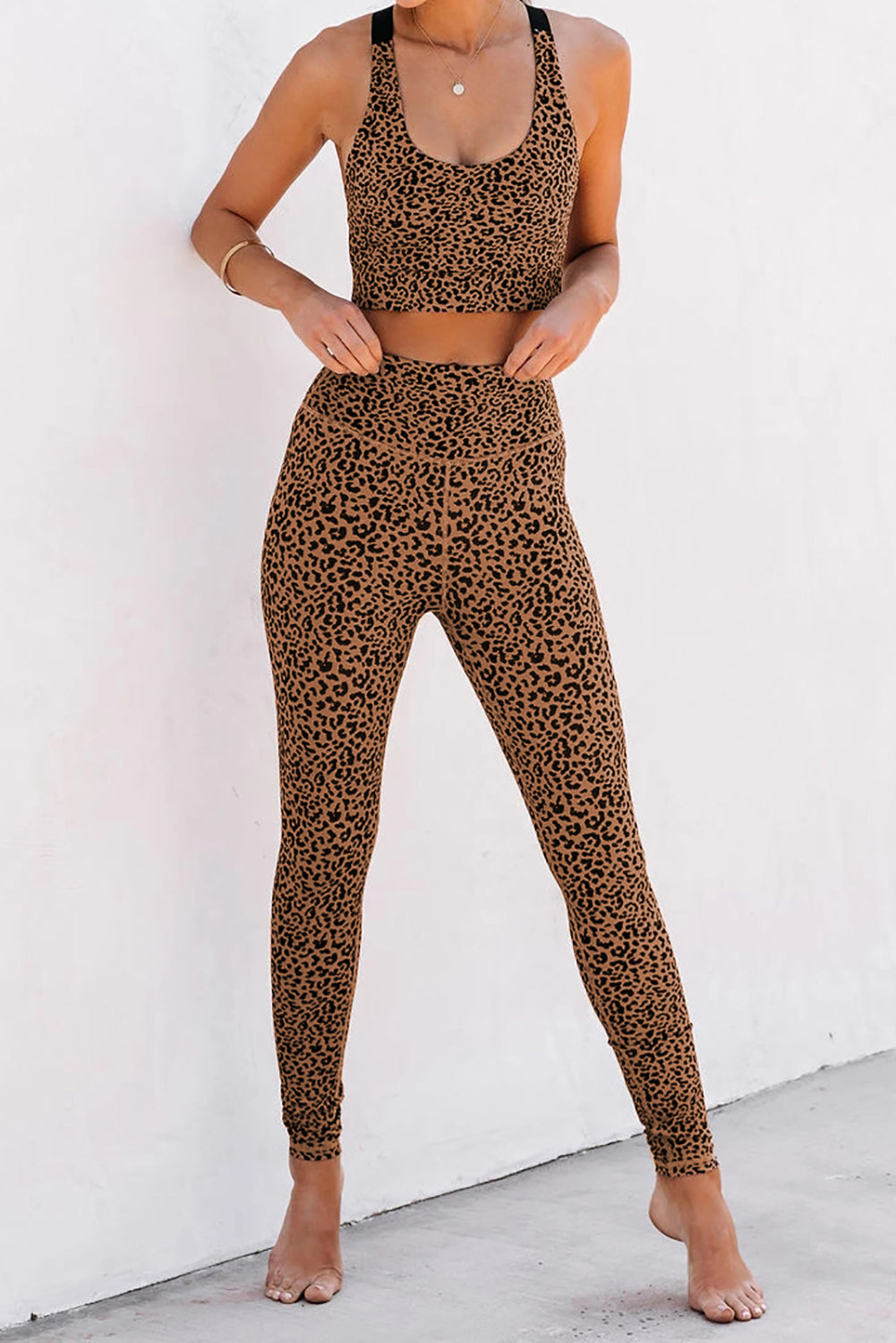 Cheetah Print Sport Bra Pants Set