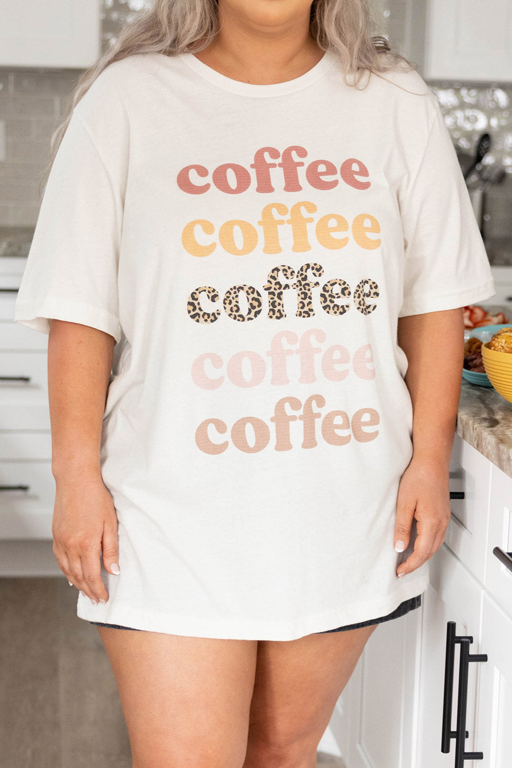 Coffee Letter Print Vintage Plus Size T-shirts