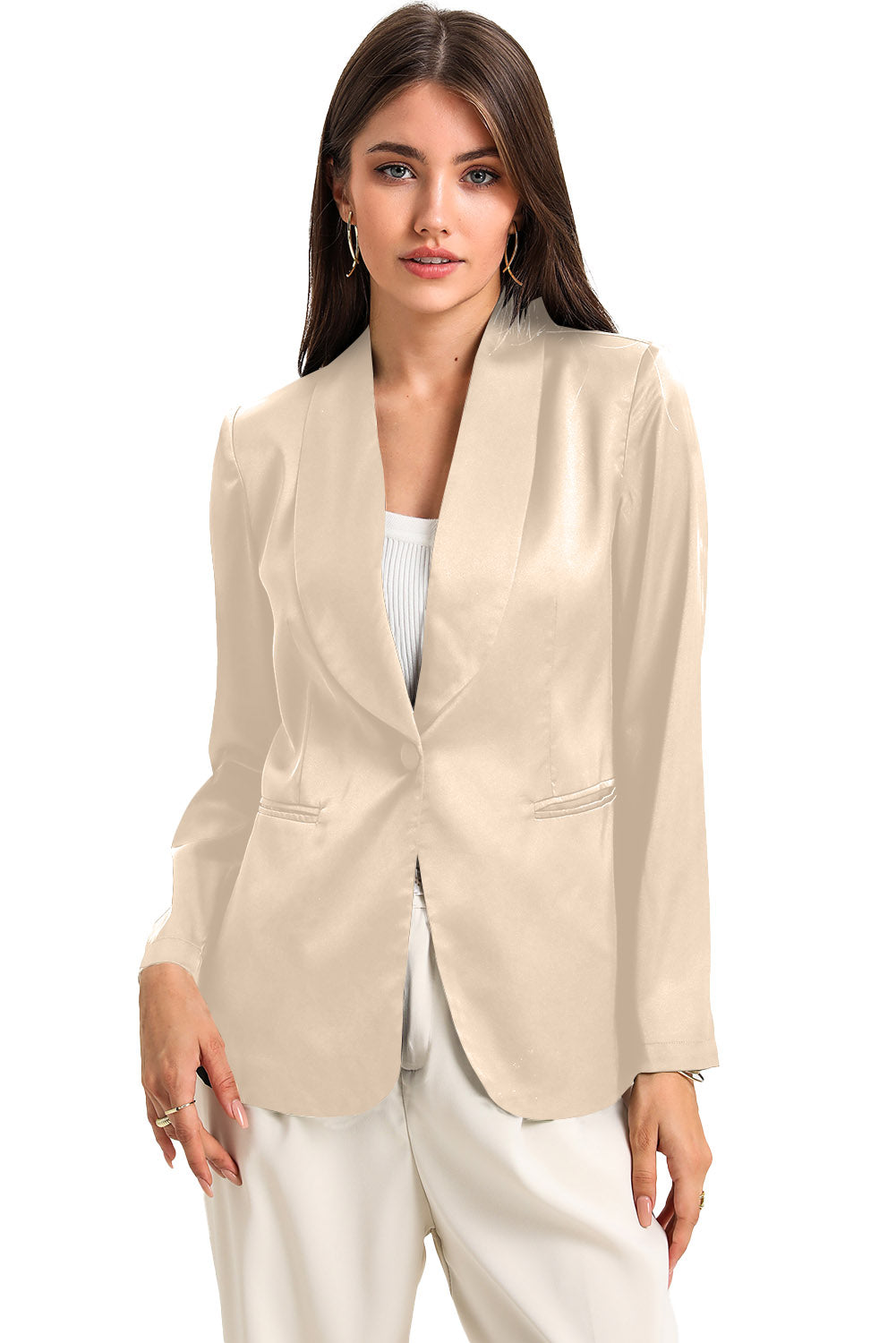 Collared Neck Single Breasted Blazer with Pockets