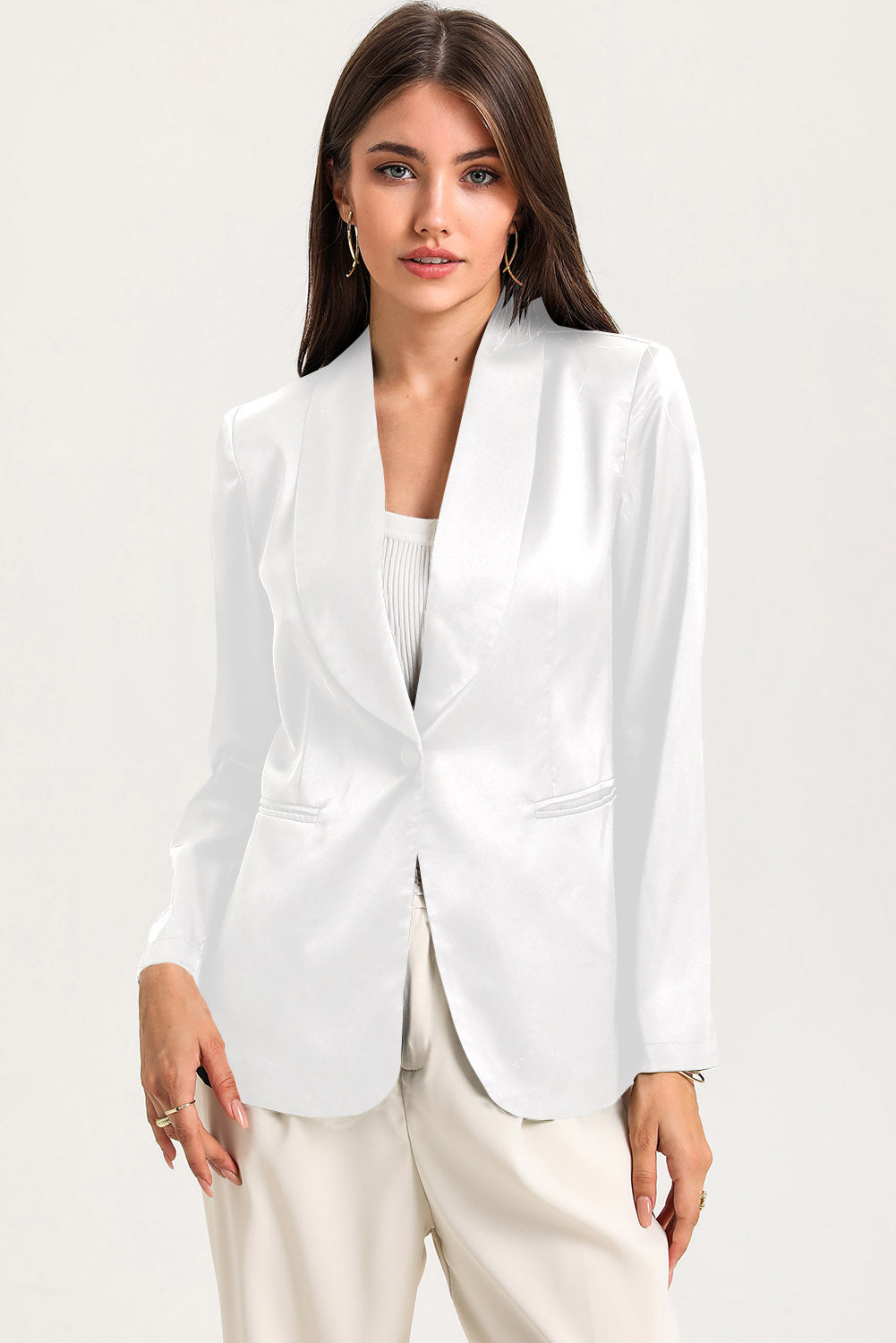 Collared Neck Single Breasted Blazer with Pockets