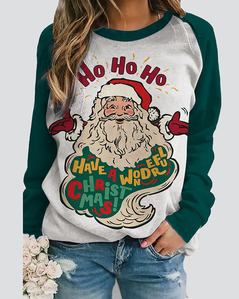 Christmas Santa Round Neck Straight Casual Sweatshirt