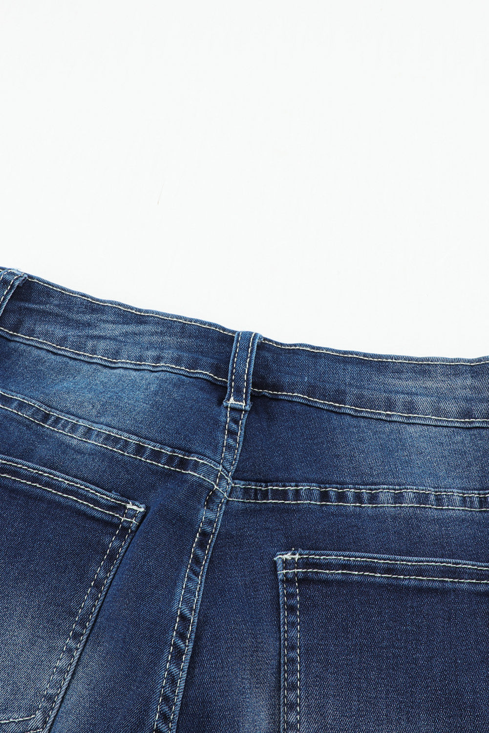 Distressed Raw Hem Button Mid Waist Jeans