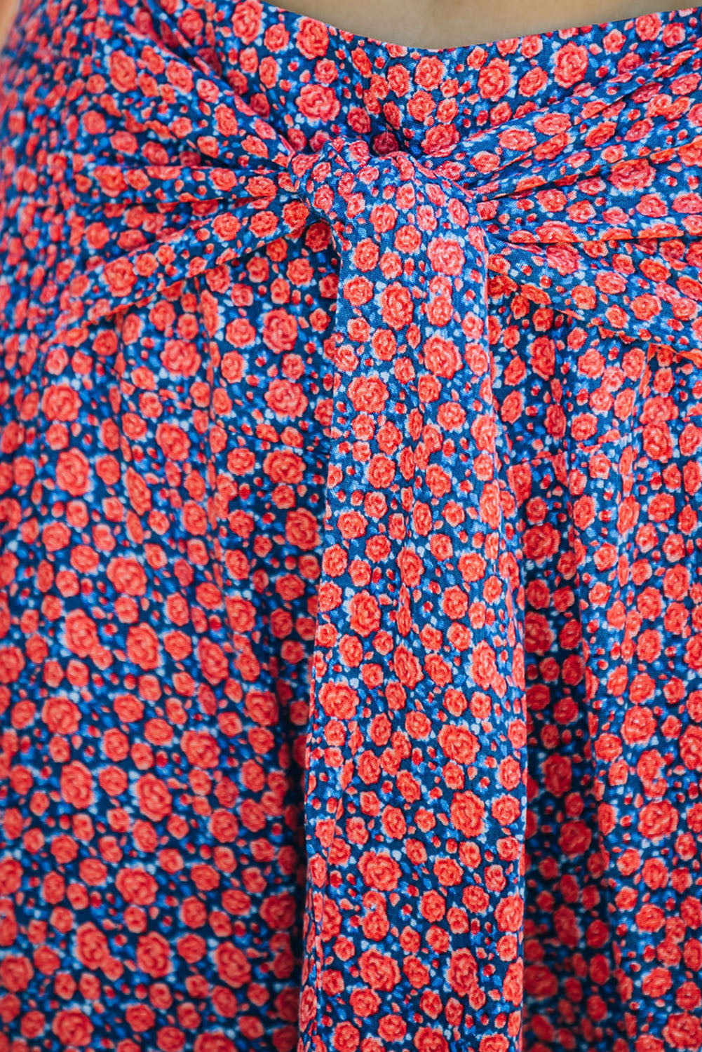 Ditsy Floral Print Tie Front Wide Leg Pants