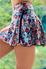 Double-Decker Tie-Dye High Waist Sports Skirt Shorts