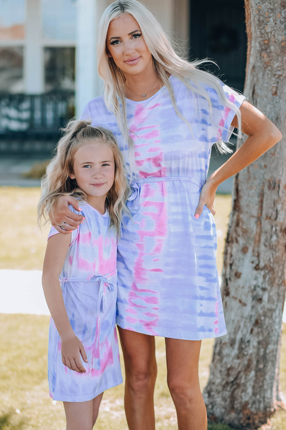 Family Matching Mom Multicolor Tie-Dye Mini Dress