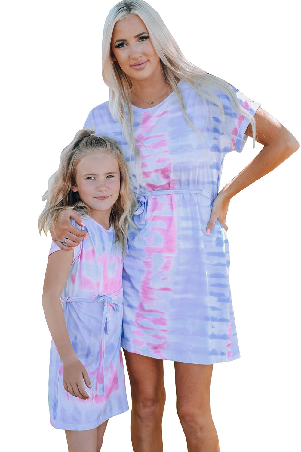 Family Matching Mom Multicolor Tie-Dye Mini Dress