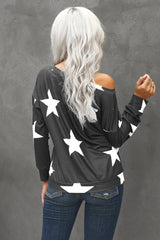 Fashion Five-Pointed Star Print Round Neck Sweatshirt