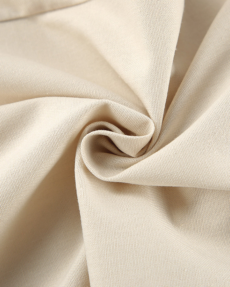 Cotton Linen Vest Wide-leg Pants Two-piece Set Summer Slanted Buckle Design Suit