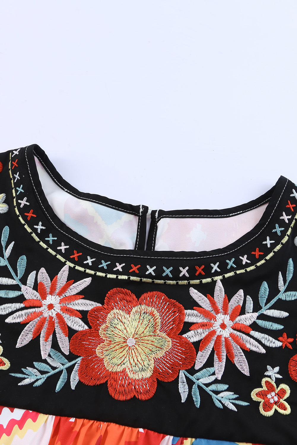 Floral Aztec Geometric Cap Sleeve Top
