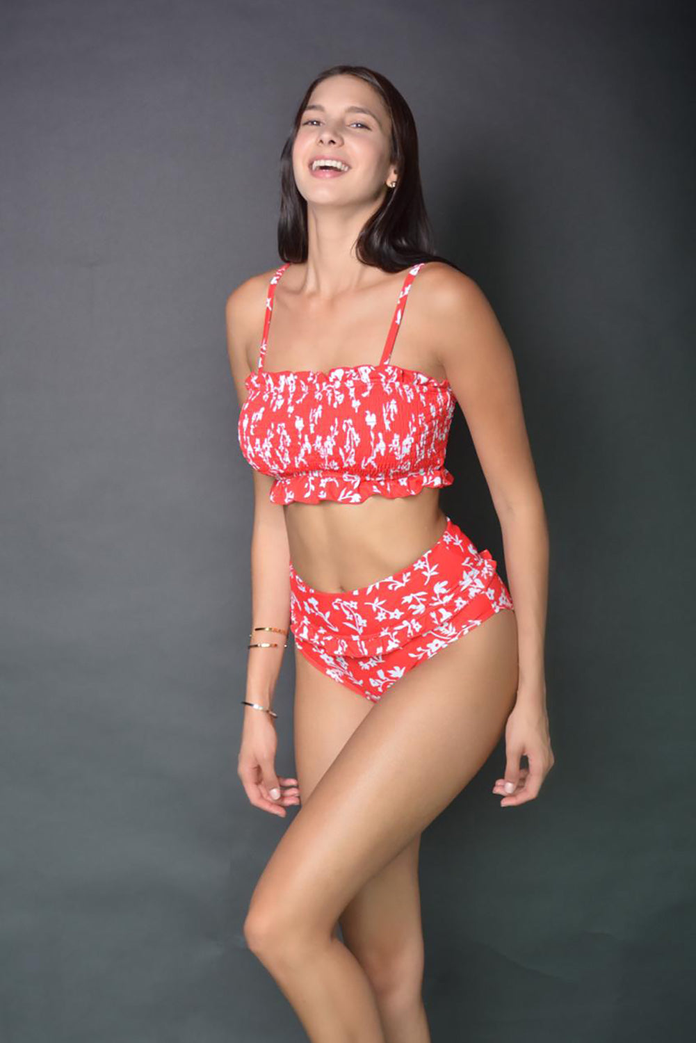 Floral Print Crop Top Bikini Set