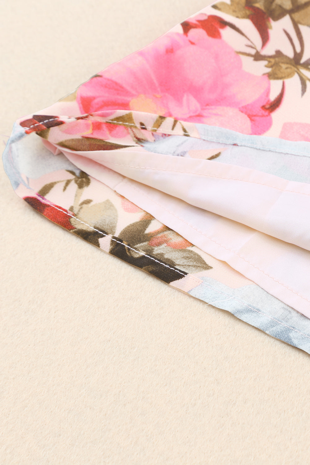 Floral Print Tassel Tie Short Sleeve Blouse