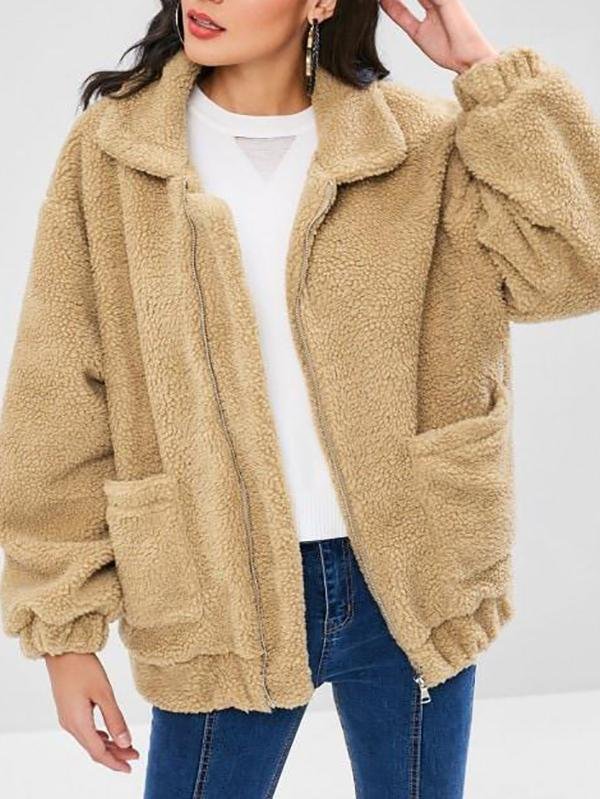 Fluffy Zip Up Winter Teddy Coat