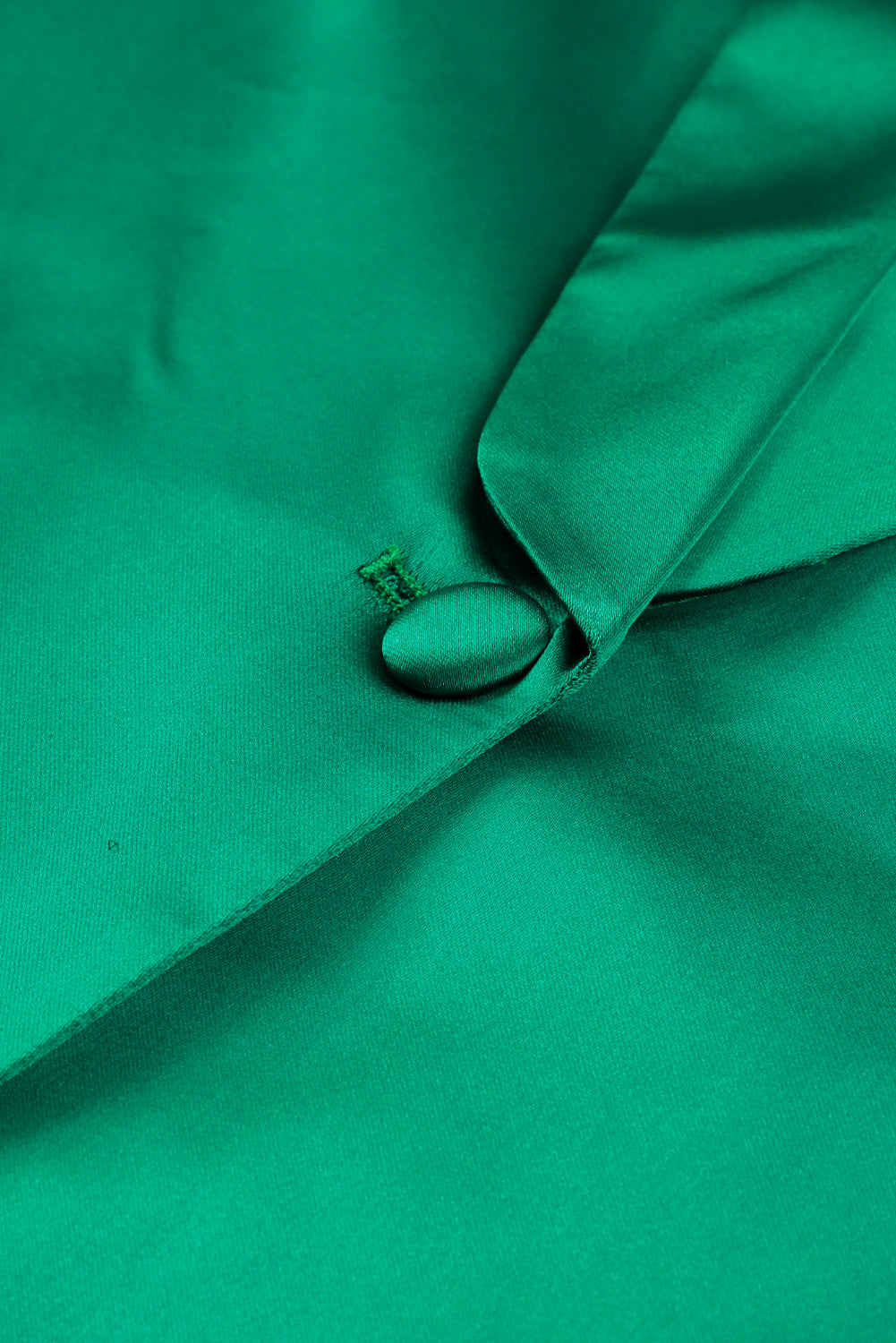 Green Lapel Collar Pocketed Satin Blazer