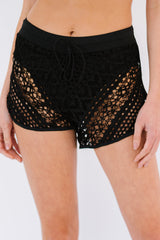 Hollow Out Lace Overlay Swim Short Bottom
