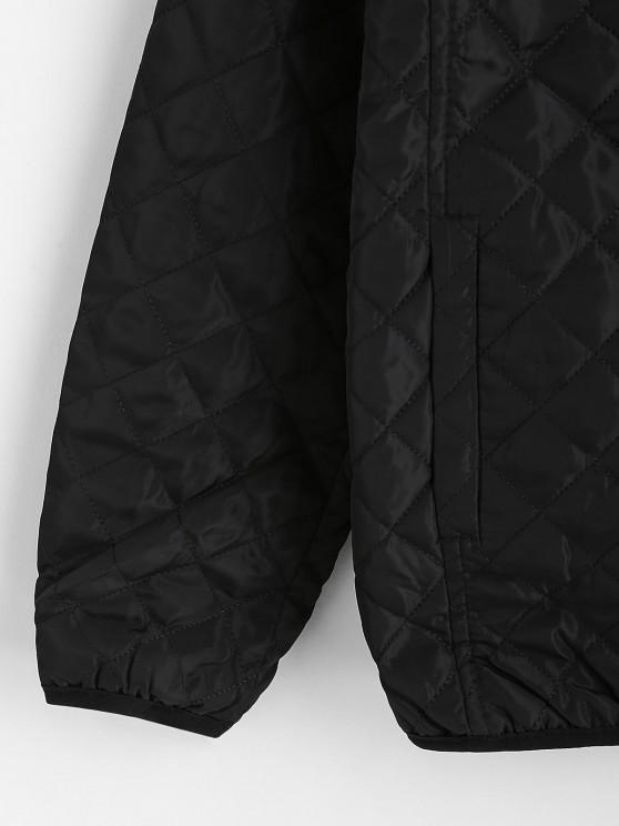 Hooded Pockets Fleece Lined Quilted Coat