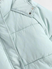Hooded Raglan Sleeve Pocket Zip Puffer Coat