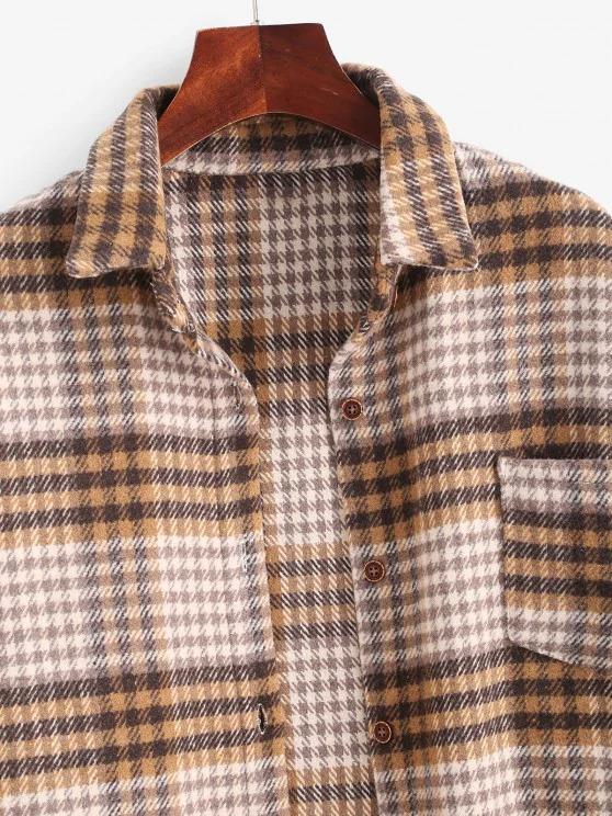 Houndstooth Mix Checked Flannel Shacket