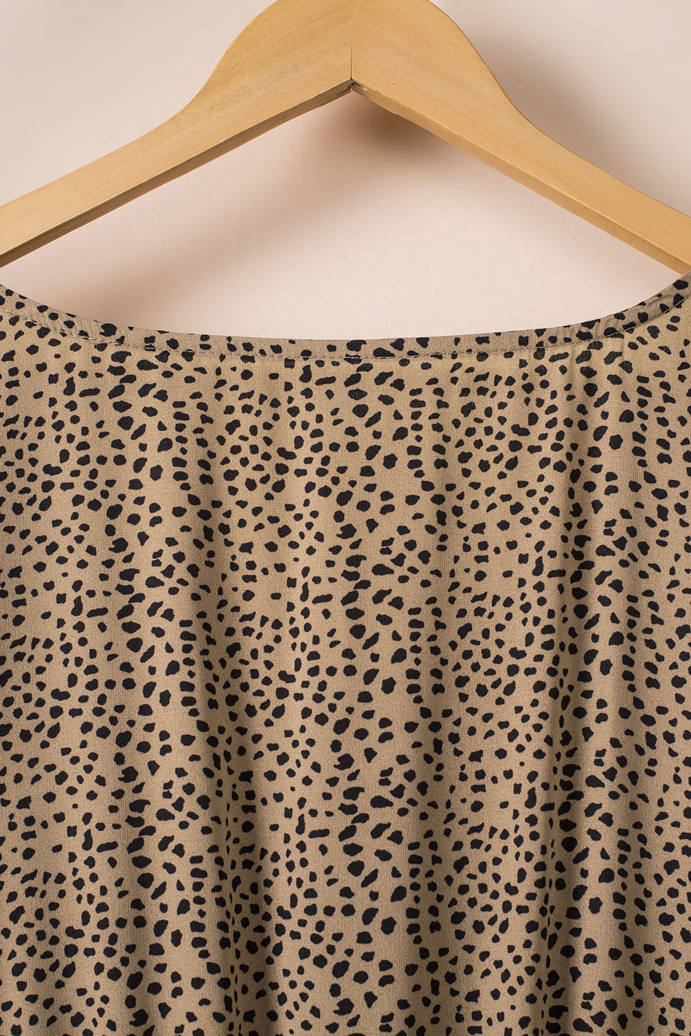 Khaki Plus Size Ruffled Long Sleeve Animal Spotted Print Dress