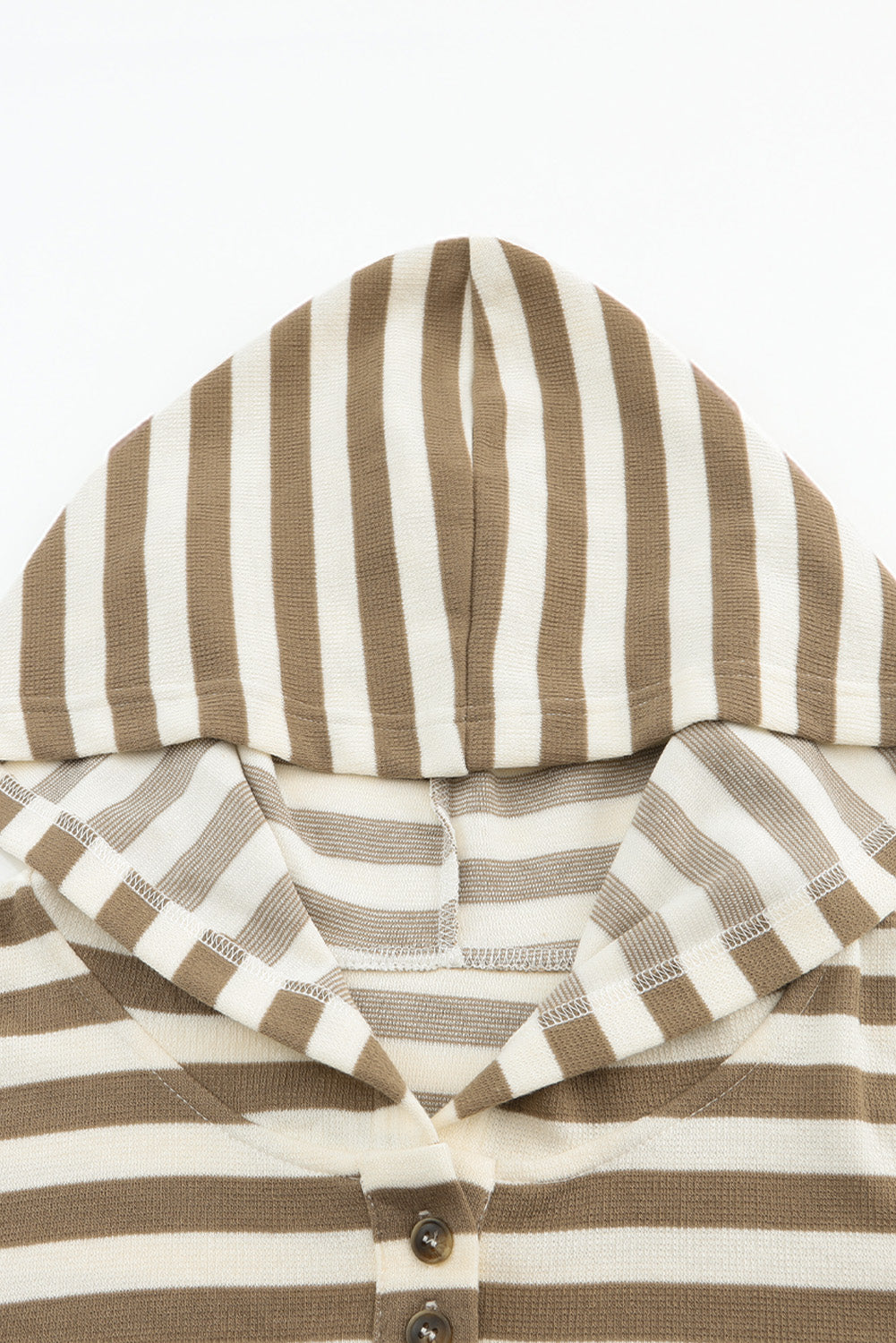 Khaki Striped Contrast Thumbhole Oversized Hoodie