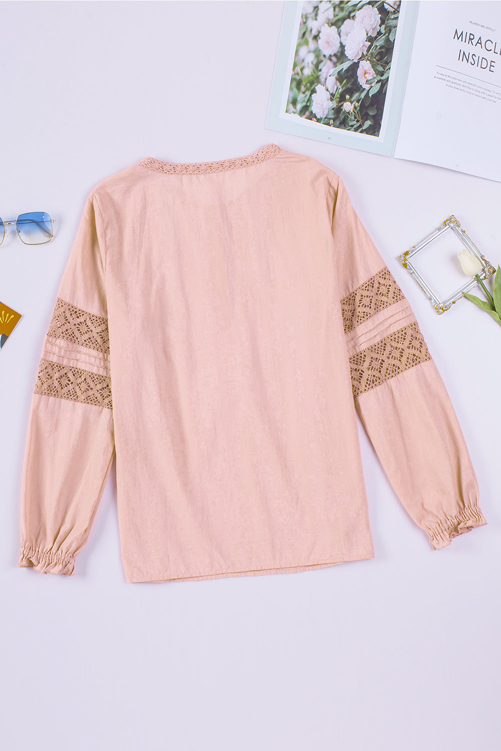 Lace Crochet Button-Up Long Sleeve Shirt
