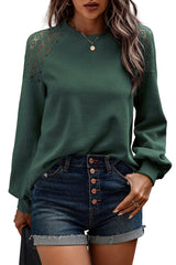 Lace Long Sleeve Textured Pullover