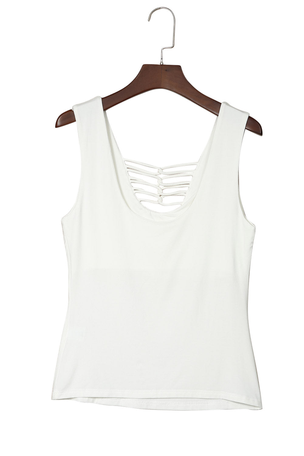 Lace Up Hollow-Out Neck Solid Tank Top
