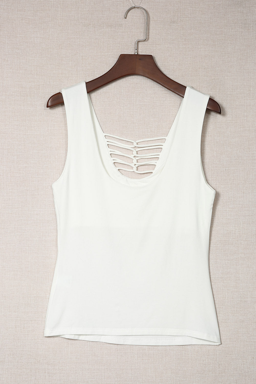 Lace Up Hollow-Out Neck Solid Tank Top