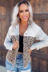 Leopard Denim French Terry Hooded Jacket