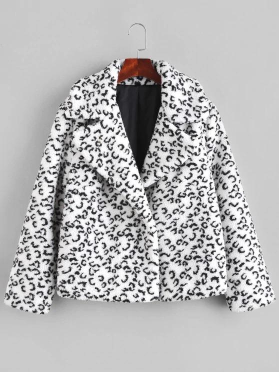 Leopard Lapel Teddy Coat