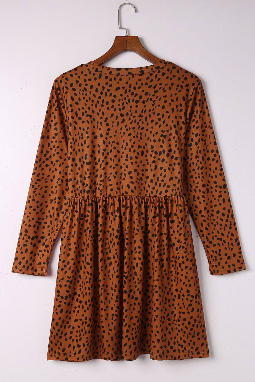 Leopard Long Sleeve Babydoll Dress