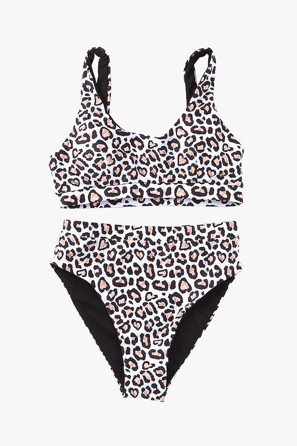 Leopard Print U-Neck High Waist Bikini Swimwear