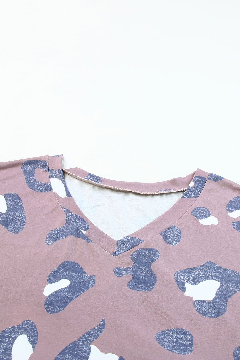Leopard Print V Neck Long T-Shirt Dress