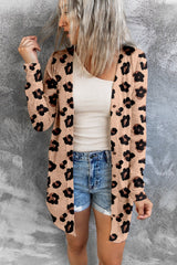 Leopard Printed Open Front Cardigan