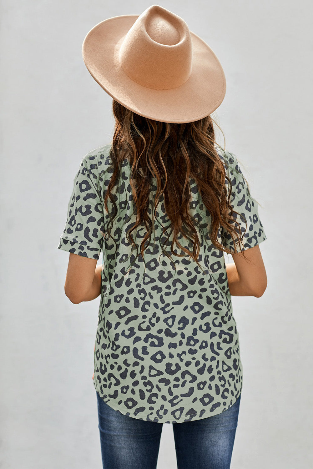 Leopard Serape Print V Neck T-Shirt