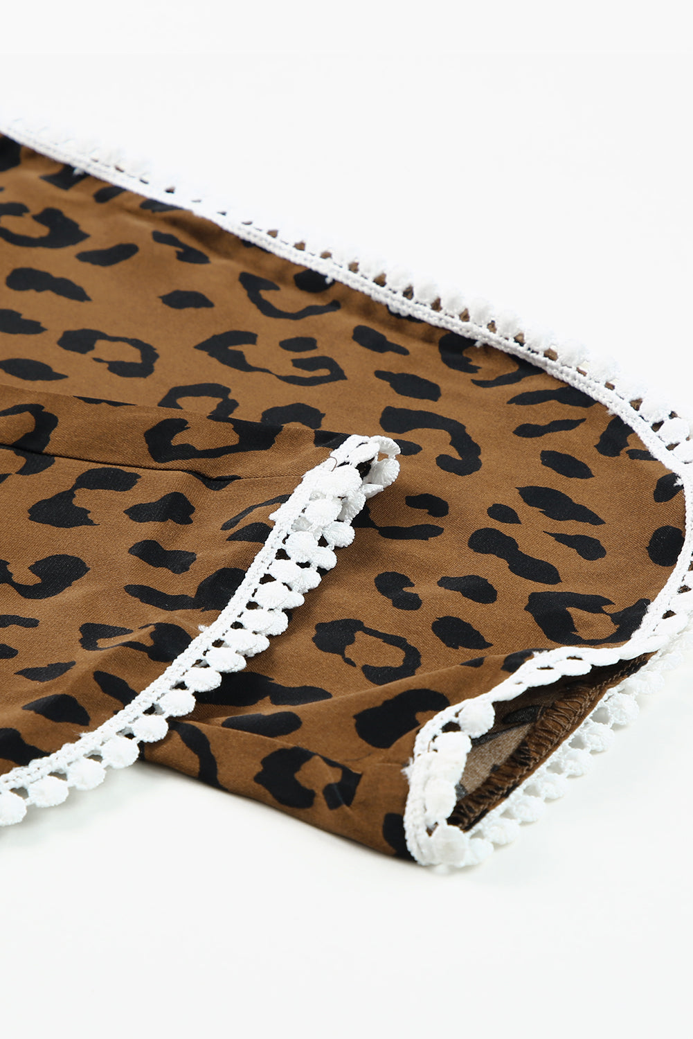 Leopard Side Slit Drawstring Waist Casual Pants