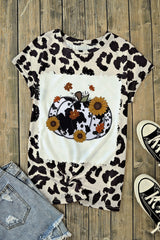 Leopard Western Cow Spots Printed Pumpkin Graphic T-shirt