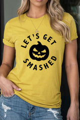 Let'S Get Smashed Halloween Pumpkin Face Graphic Tee