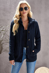 Long Sleeve Button-Up Hooded Cardigans