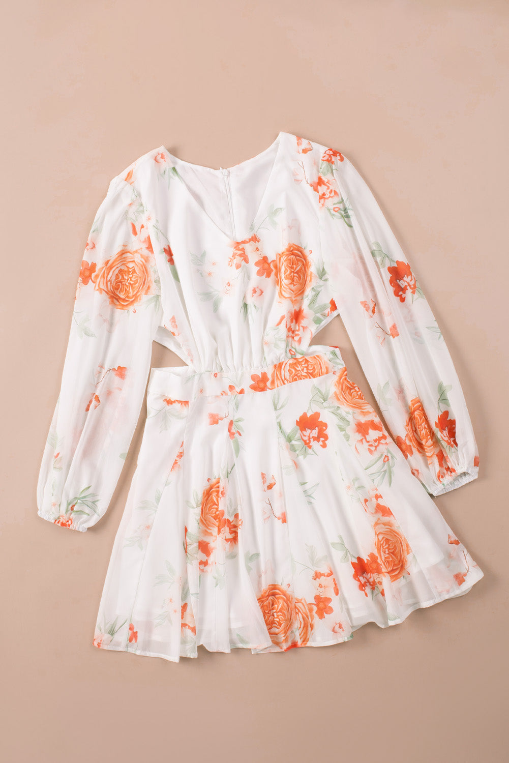 Long Sleeve Cut-Out Floral Dress