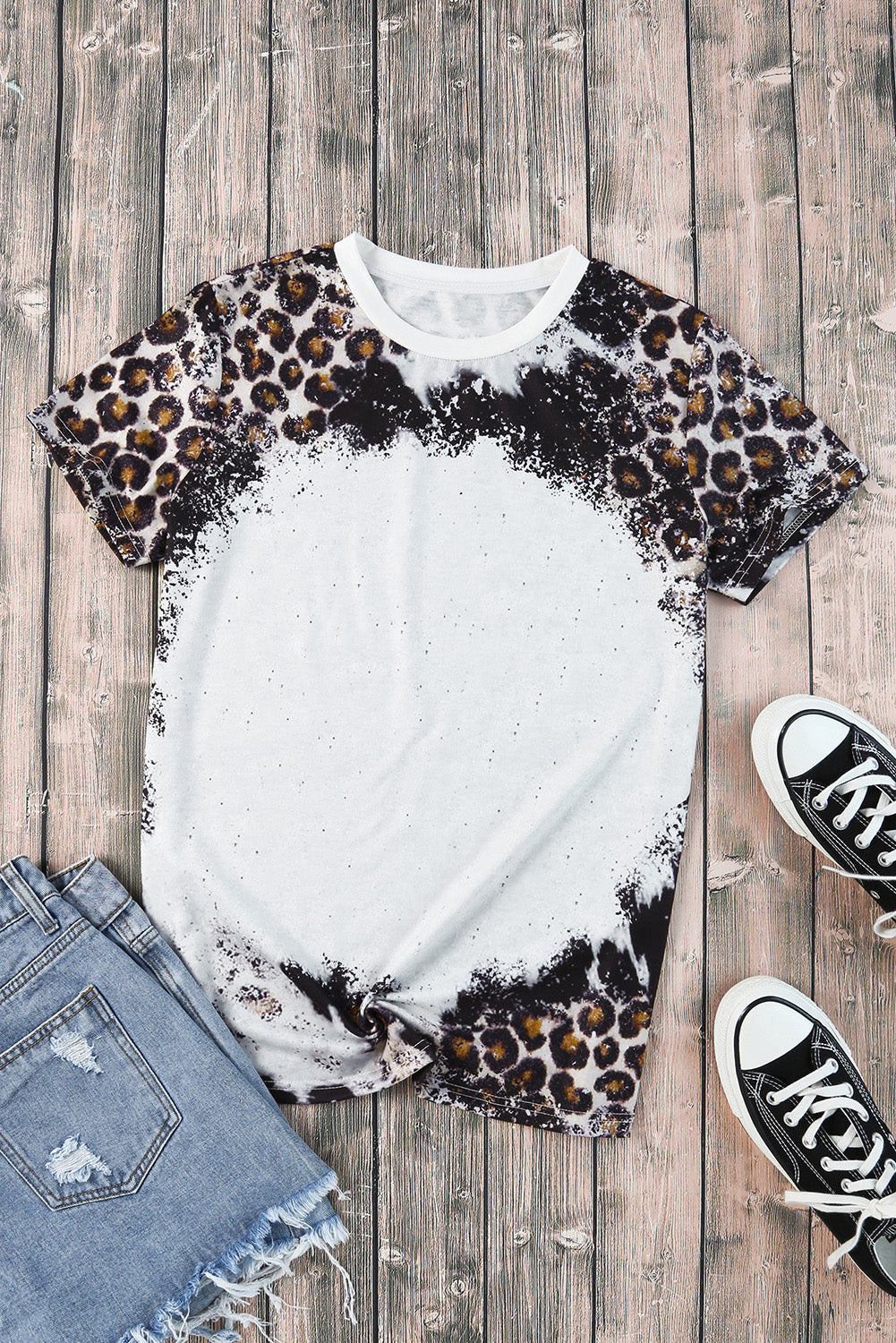 Mix Animal Print Bleached T Shirt