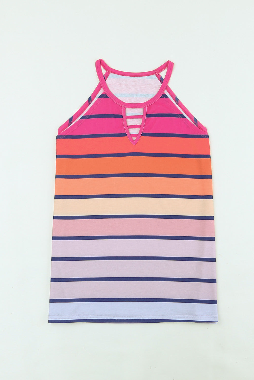Multicolor Colorful Striped Hollow Out Camisole