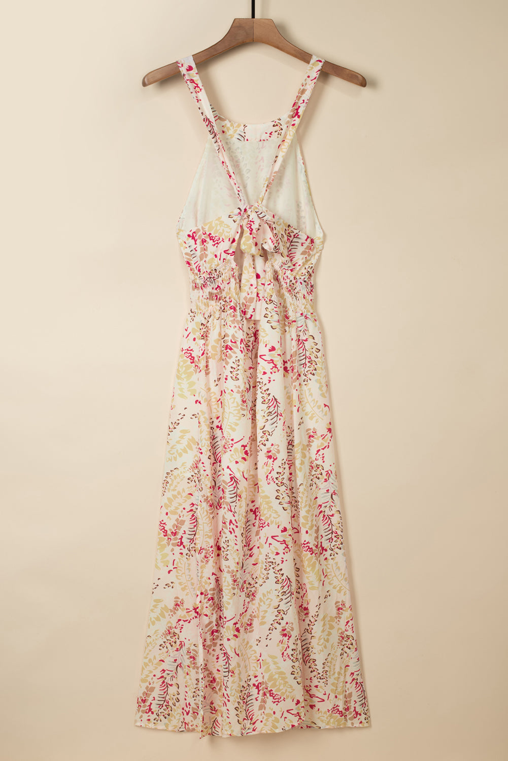 Multicolor Crisscross Backless Long Floral Dress