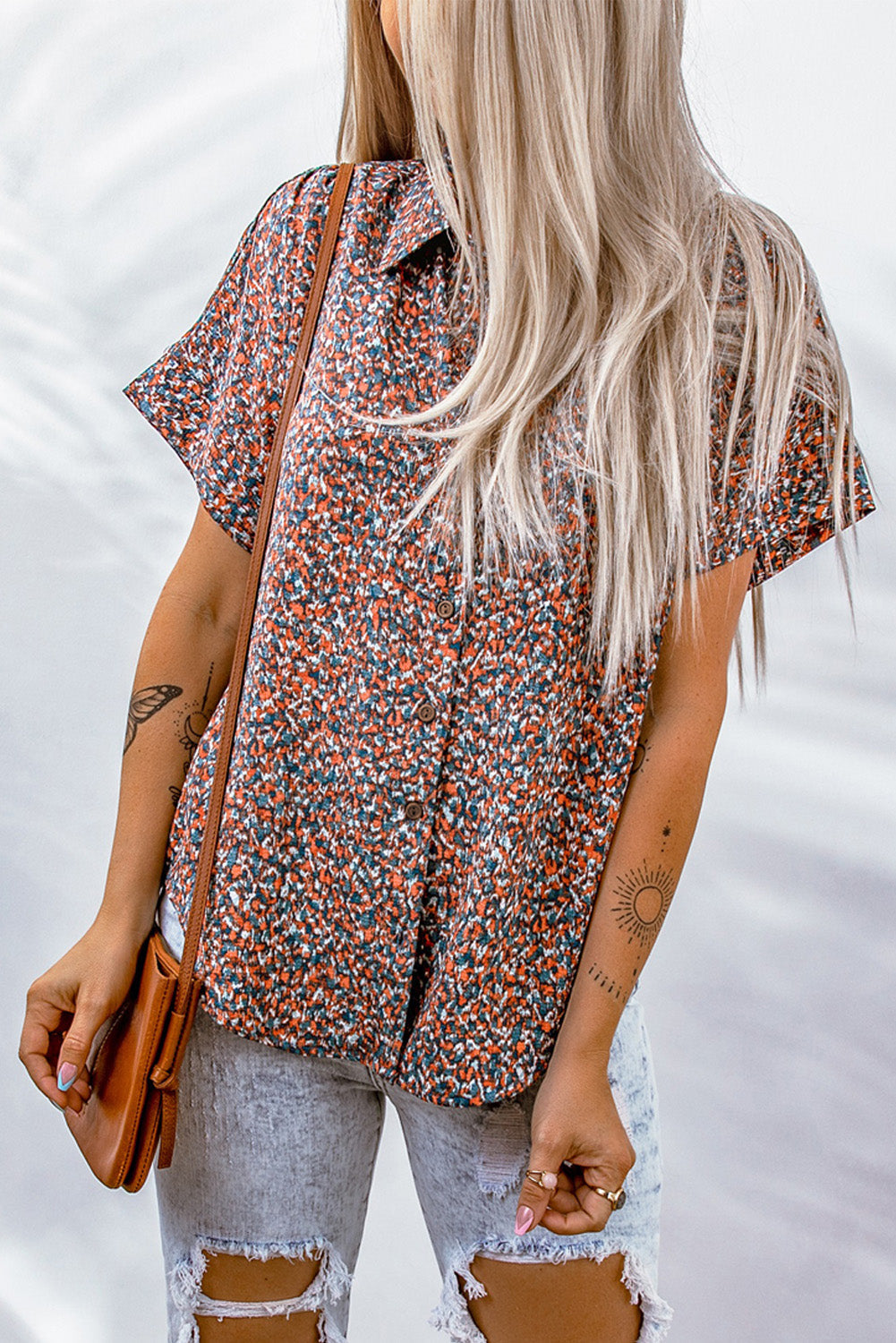 Multicolor Floral Print Buttoned Short Sleeve Shirt