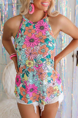 Multicolor Floral Print Sleeveless Tank Top