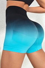 Multicolor Ombre High Waist Tummy Control Fitness Shorts