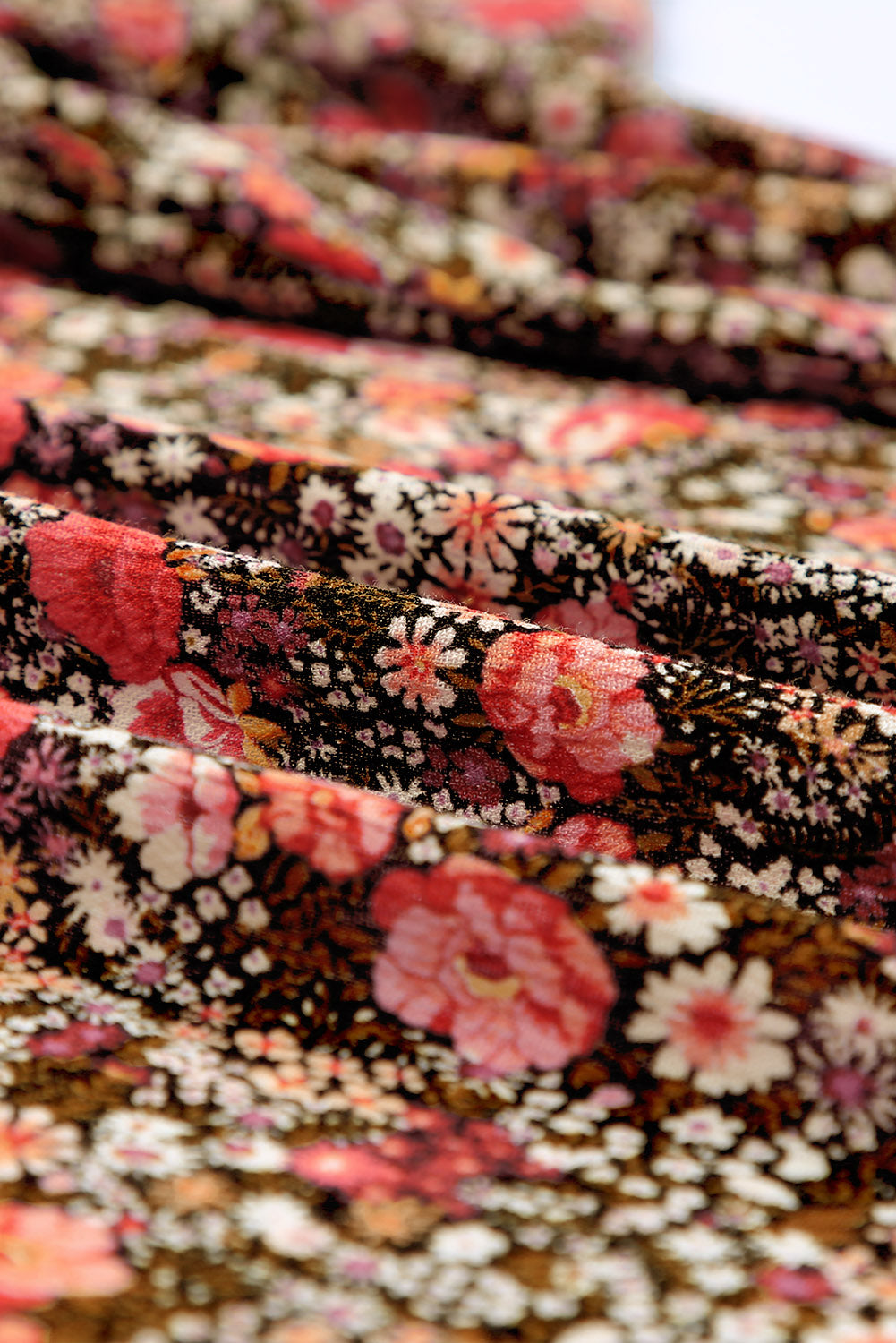 Multicolor Open Front Boho Floral Print Kimono
