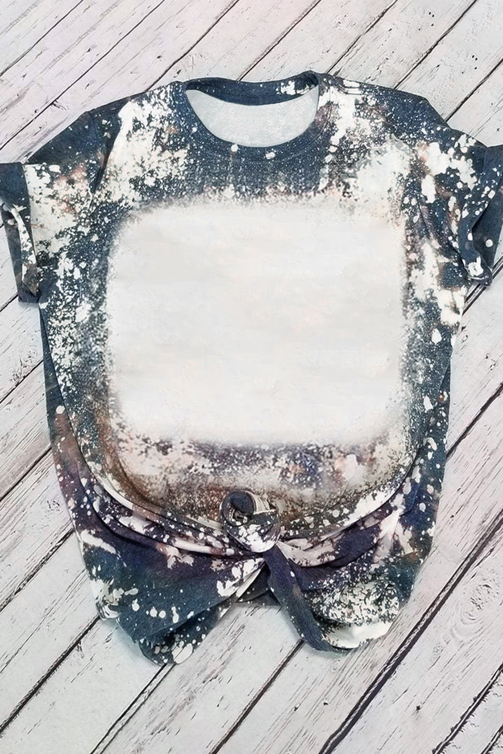 Multicolor Tie Dye Bleached Round Neck Short Sleeve T-Shirt