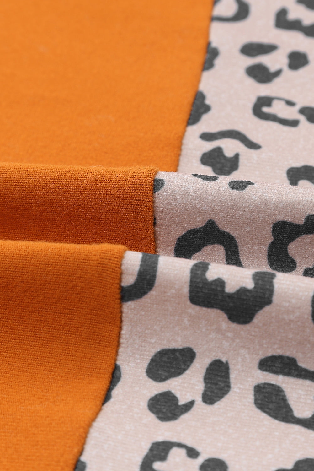 Orange Colorblock Leopard Print Patchwork Knit Cardigan
