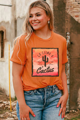 Orange Go Climb A Cactus Western Graphic Print Tee